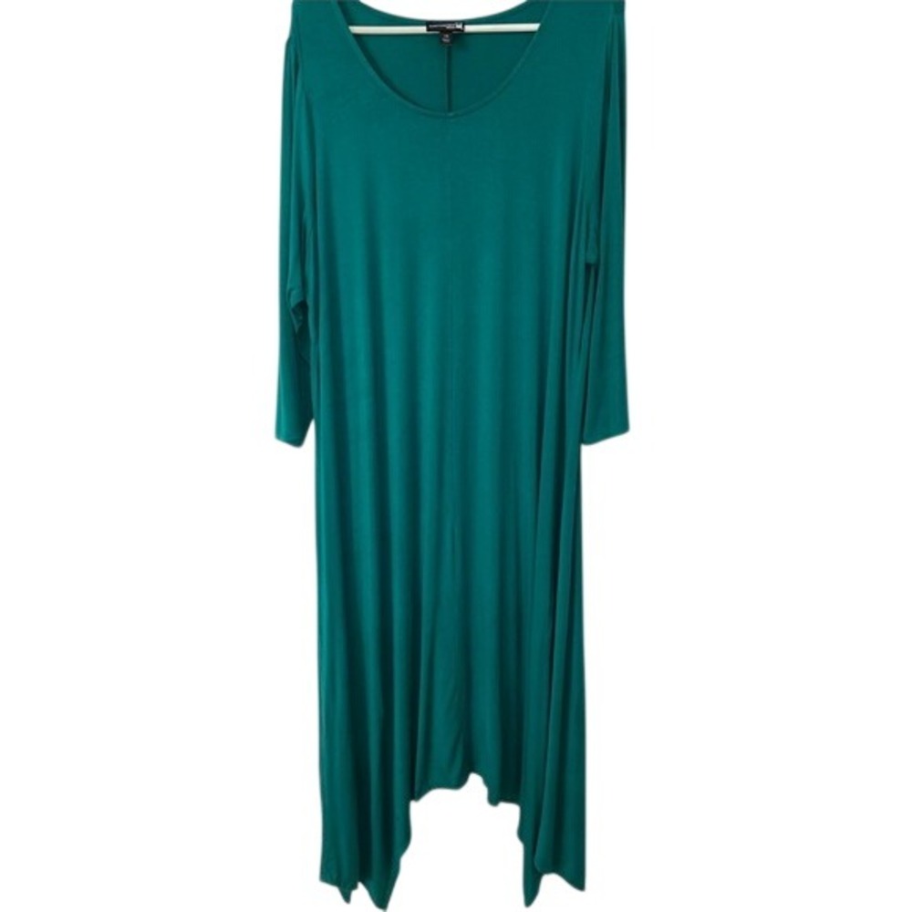 Anthony Lagenlook Dress Scoop Neck Long Sleeve Maxi Asymmetric hem